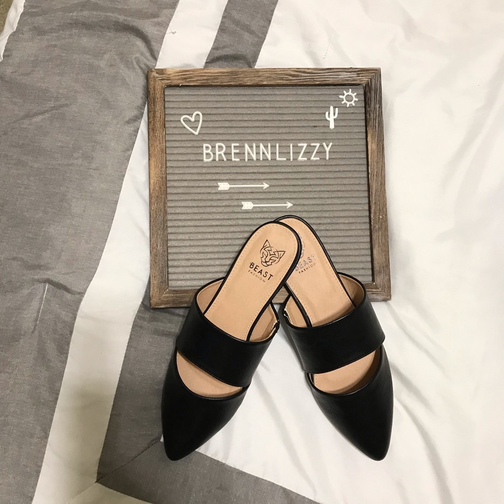 Black Mules Pointed Flats Sandals LAst 1 Size 8 - Picture 8 of 8
